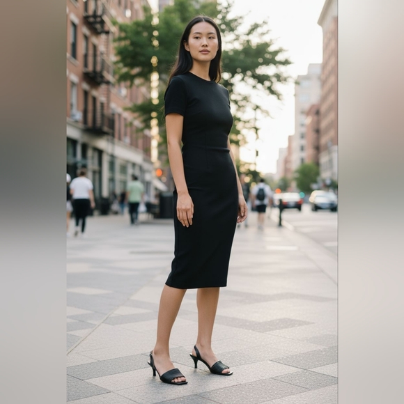 NEW HALSTON, HONG KONG SLING BACK STRAPPY LEATHER HEEL SANDALS 7.5 - Picture 4 of 10